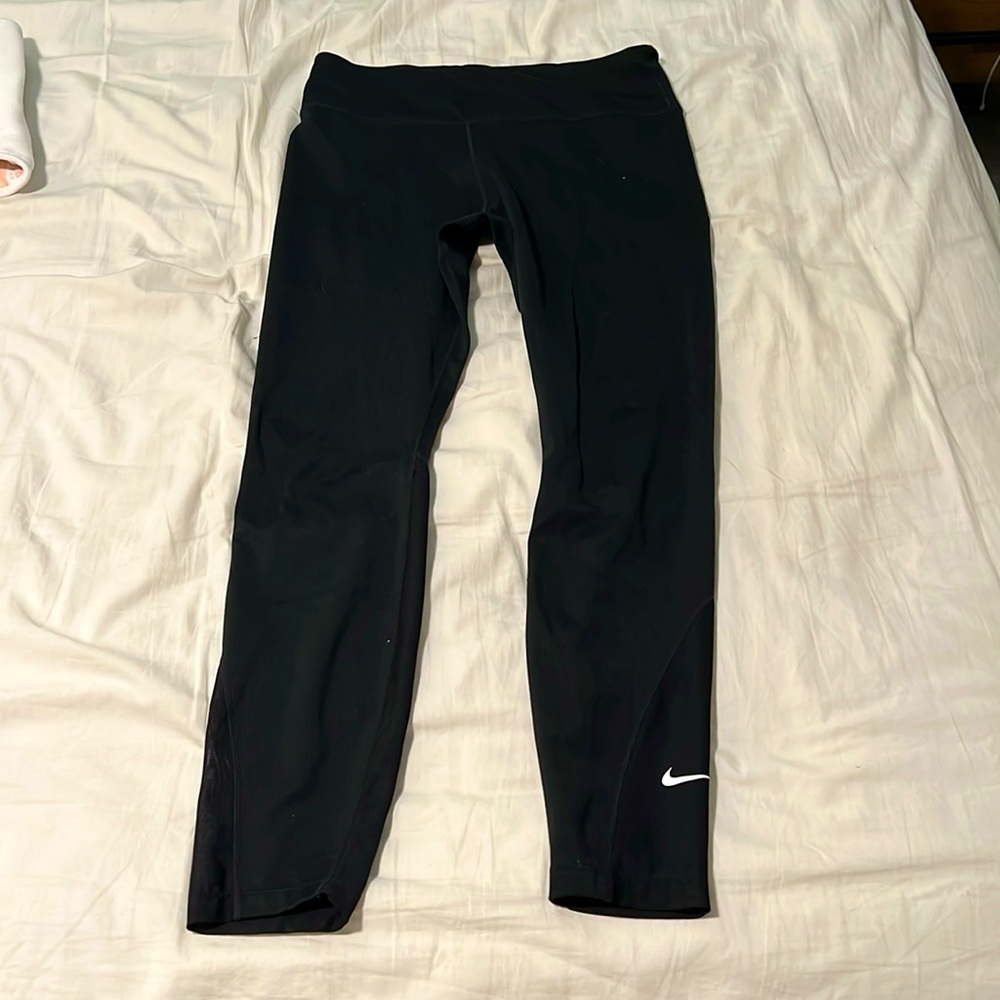 Nike Black Capri Leggings with White Swoosh